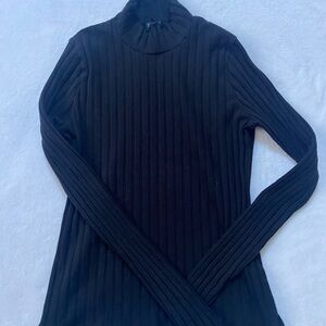 J. Crew Black Ruffled Turtleneck